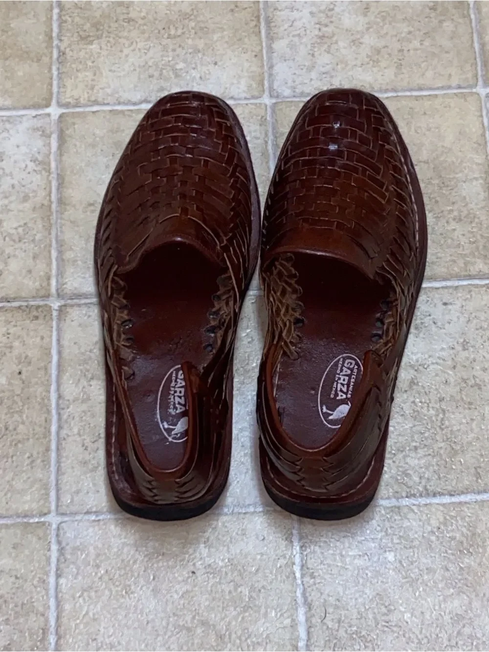 Men’s Brown Woven Leather Slip-On Shoes 29 Mexico US 10.5